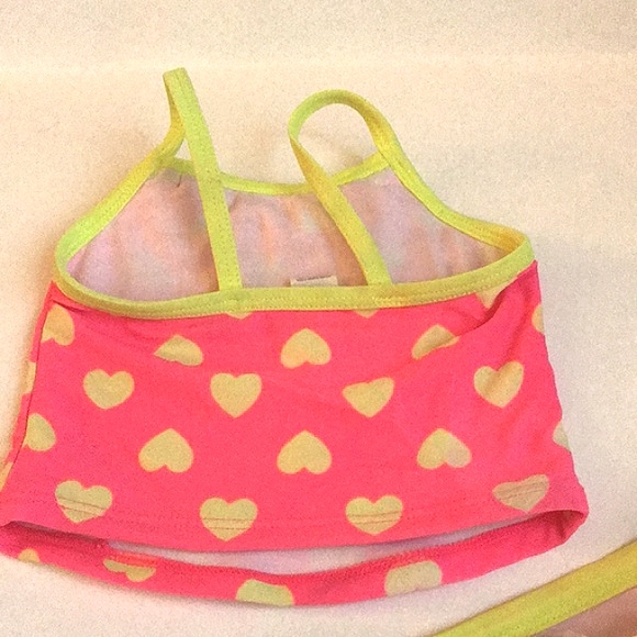 OP Ocean Pacific Neon Pink With Neon Yellow Hearts Adorable 3-6 Months - Picture 5 of 6